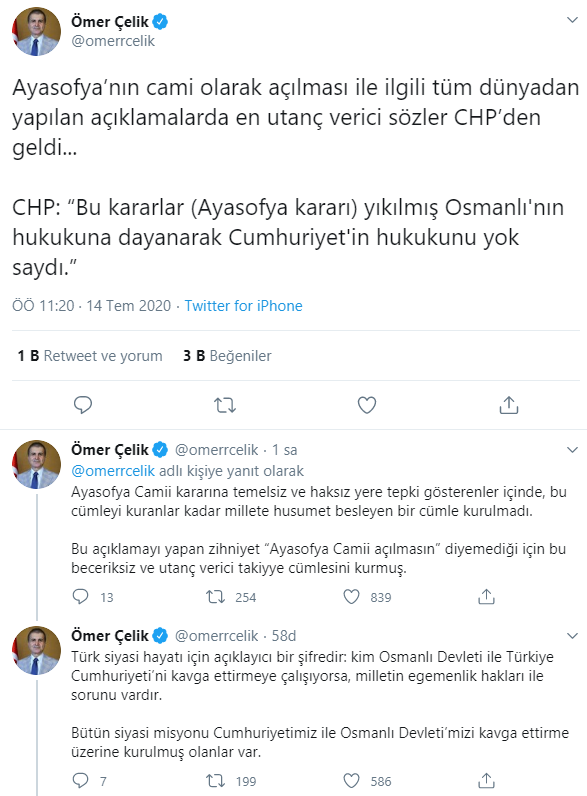 AKP Ayasofya konusunda da CHP'ye yüklendi: 'En utanç verici sözler CHP’den geldi' - Resim : 1