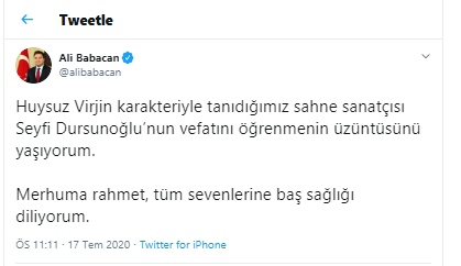 Ali Babacan'dan Seyfi Dursunoğlu paylaşımı - Resim : 1