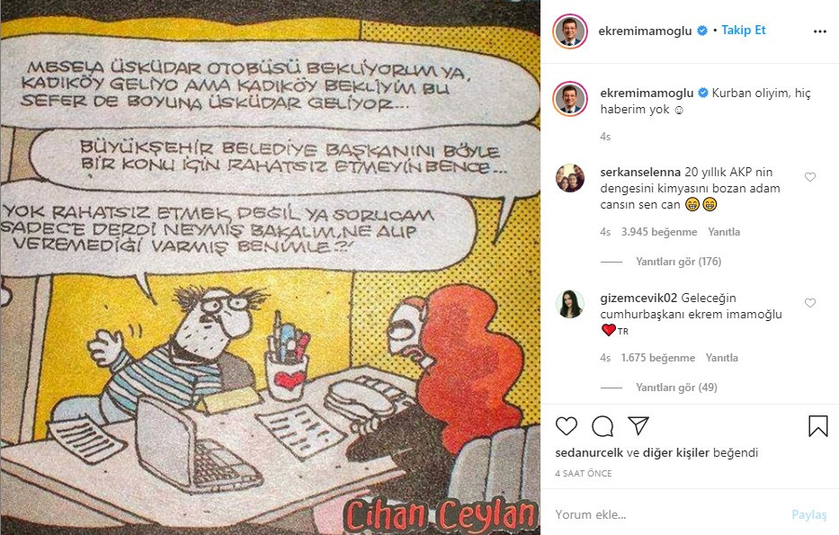 Ekrem İmamoğlu, İBB'yi eleştiren karikatürü paylaştı: 'Kurban oliyim, hiç haberim yok' - Resim : 1