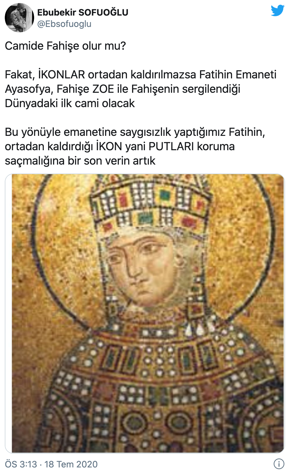 Prof. Sofuoğlu, Ayasofya'daki kutsal eserlerin sökülmesini böyle savundu: 'Camide fahişe olur mu?' - Resim : 1