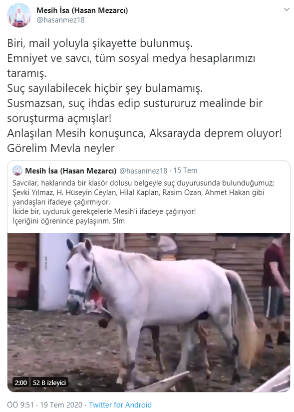 Kendisini 'Mesih' ilan eden Hasan Mezarcı, hakkında soruşturma açıldığını duyurdu - Resim : 1