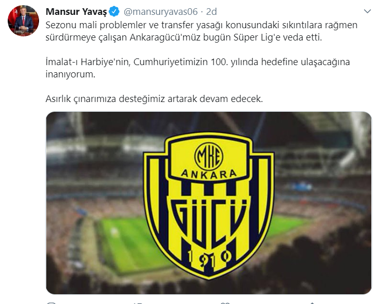 Ankaragücü küme düştü: Mansur Yavaş'tan açıklama - Resim : 1