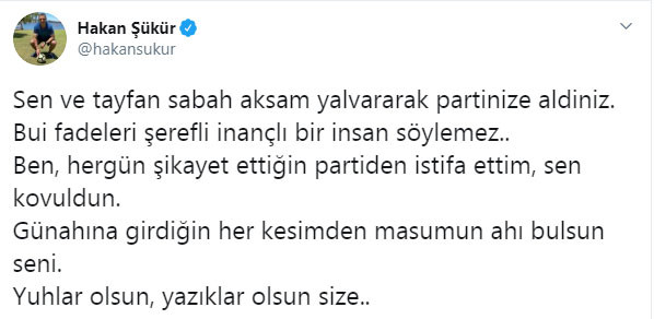 FETÖ firarisi Hakan Şükür'den Davutoğlu'na 'siyasi ayak' tepkisi: Ben istifa ettim, sen kovuldun - Resim : 1