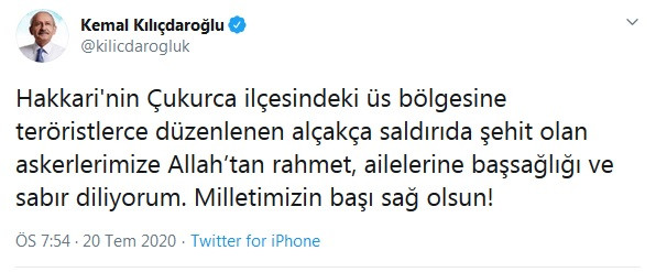 Kılıçdaroğlu'ndan Hakkari şehitleri için başsağlığı mesajı - Resim : 2