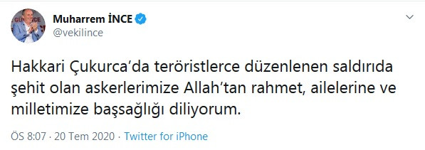 Muharrem İnce'den Hakkari şehitleri için başsağlığı mesajı - Resim : 2