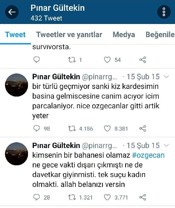 Pınar Gültekin, Özgecan paylaşımları yapmış: İçim parçalanıyor - Resim : 1