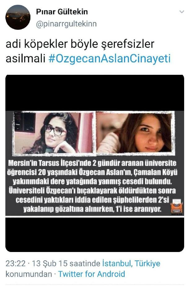 Pınar Gültekin, Özgecan paylaşımları yapmış: İçim parçalanıyor - Resim : 2
