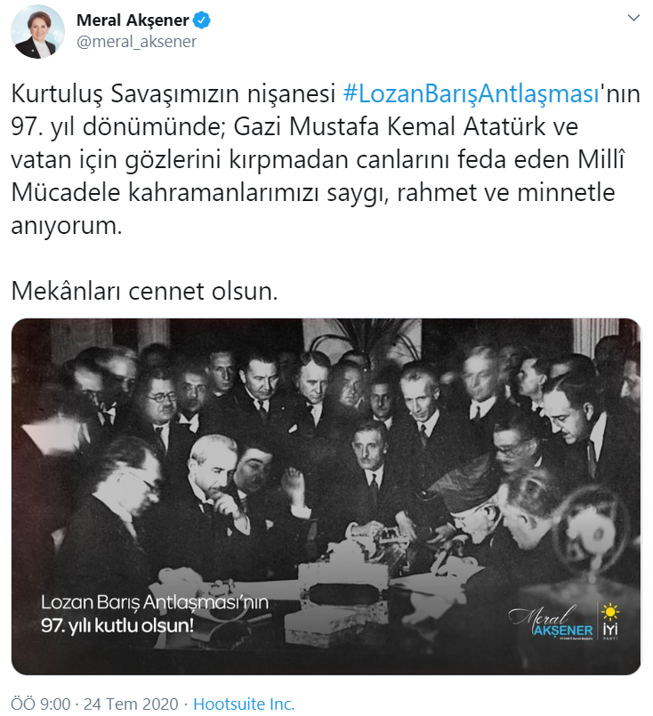 Meral Akşener'den Lozan Antlaşması mesajı - Resim : 1