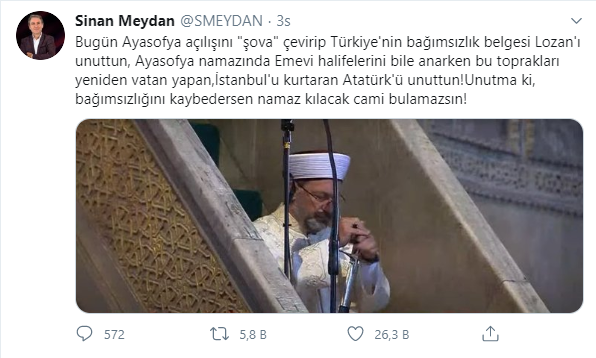 Tarihçi Sinan Meydan'dan Erbaş'a tepki: Bağımsızlığını kaybedersen namaz kılacak cami bulamazsın! - Resim : 1