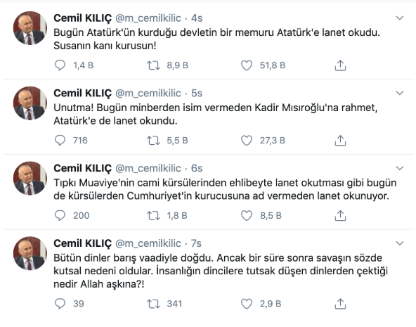 Cemil Kılıç: Bugün Atatürk'ün kurduğu devletin bir memuru, minberden Atatürk'e lanet okudu - Resim : 2