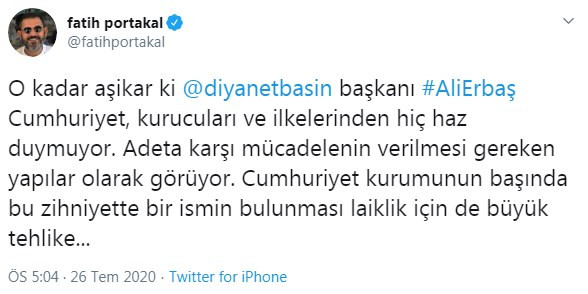Fatih Portakal'dan Ali Erbaş'a tepki: Hem vergimden maaşını alacak hem hakaret yağdıracak... - Resim : 1