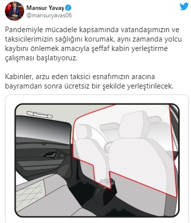 Mansur Yavaş'tan taksilere ücretsiz şeffaf kabin - Resim : 1