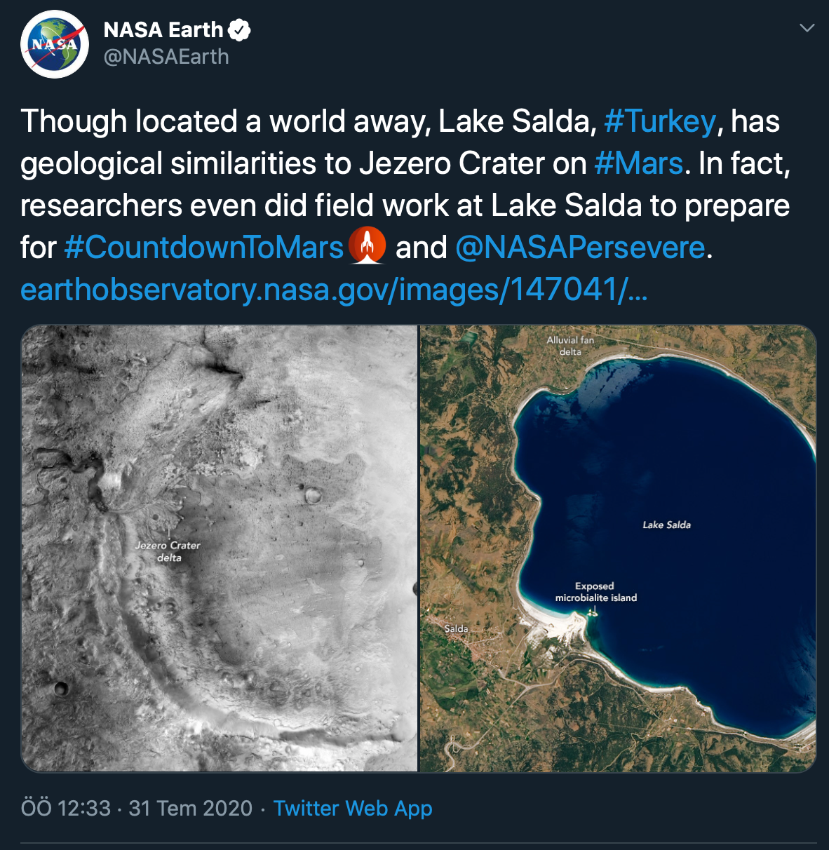 NASA'dan çarpıcı Salda Gölü paylaşımı: Mars ile benzerlikler var - Resim : 3
