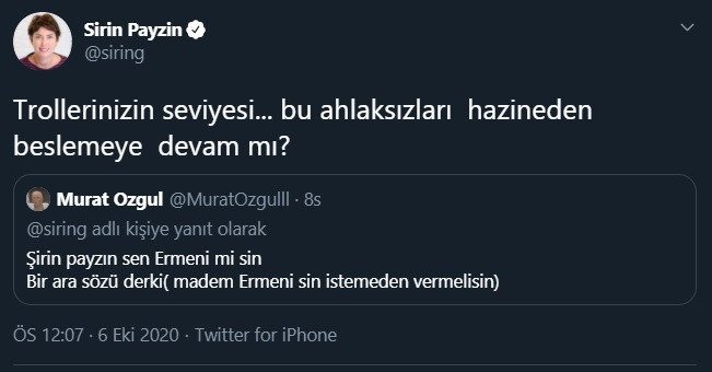 Twitter'da Şirin Payzın'a ahlaksız yorum - Resim : 1