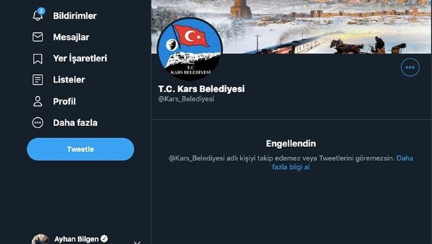 Kars Belediyesi, Ayhan Bilgen’i Twitter’dan engelledi - Resim : 1