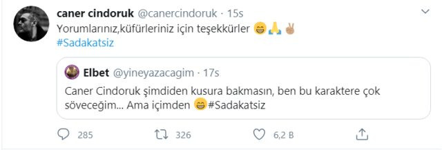 Sadakatsiz dizisinin Volkan’ına küfür yağdı, Caner Cindoruk teşekkür etti - Resim : 2