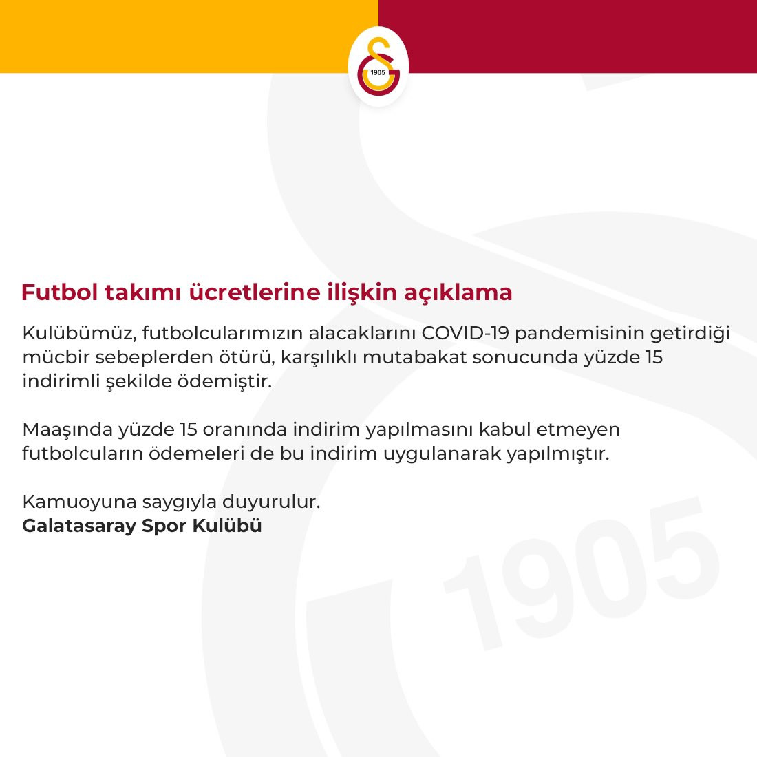 Galatasaray'dan maaş açıklaması: İndirimi kabul etmeyen futbolculara... - Resim : 1