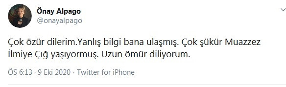 Önay Alpago'dan 'Muazzez İlmiye Çığ' açıklaması: Çok özür dilerim - Resim : 3