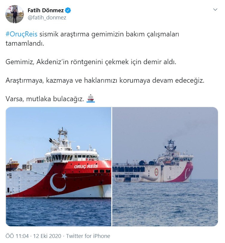 Bakan Dönmez'den Oruç Reis açıklaması: Akdeniz'in röntgenini çekmek için demir aldı, varsa mutlaka bulacağız - Resim : 1