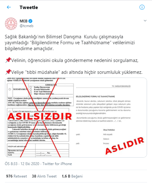 Milli Eğitim Bakanlığı'ndan velilere form uyarısı - Resim : 2