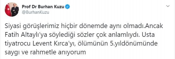 Burhan Kuzu'dan Fatih Altaylı'ya Levent Kırca göndermesi - Resim : 1