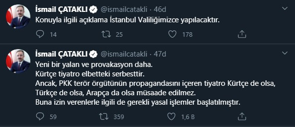 İçişleri Bakanlığı'ndan Kürtçe tiyatro oyununun yasaklanması ile ilgili açıklama - Resim : 1