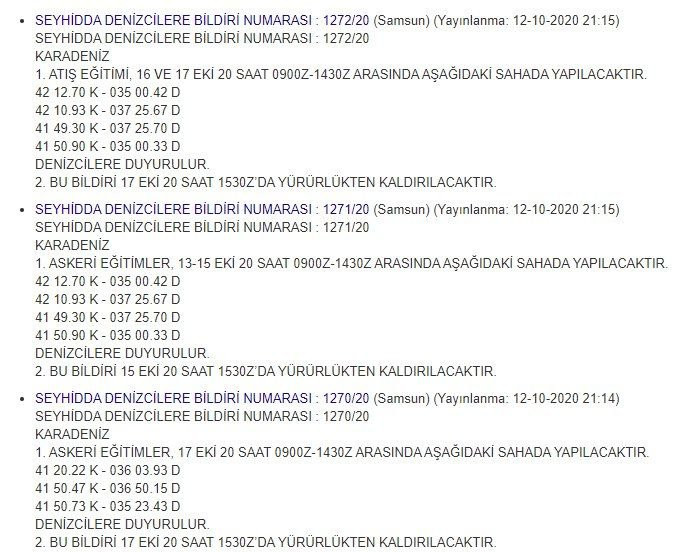 Türkiye'den Karadeniz'de NOTAM ve NAVTEX ilanı - Resim : 1
