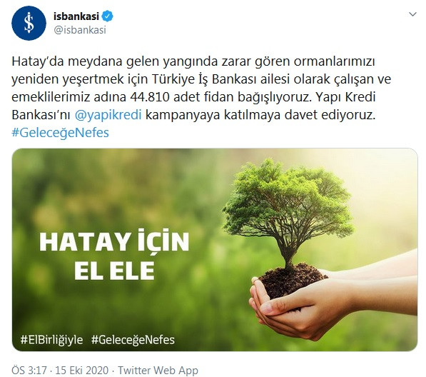 İş Bankası'ndan Hatay için örnek olacak fidan bağışı - Resim : 1