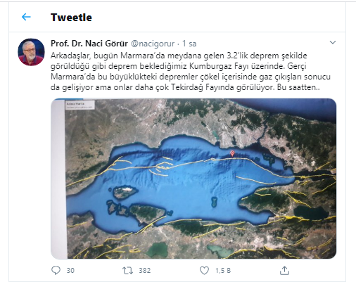 İstanbul'da meydana gelen 3.2'lik depremin ardından Prof. Dr. Naci Görür'den korkutan yorum - Resim : 1