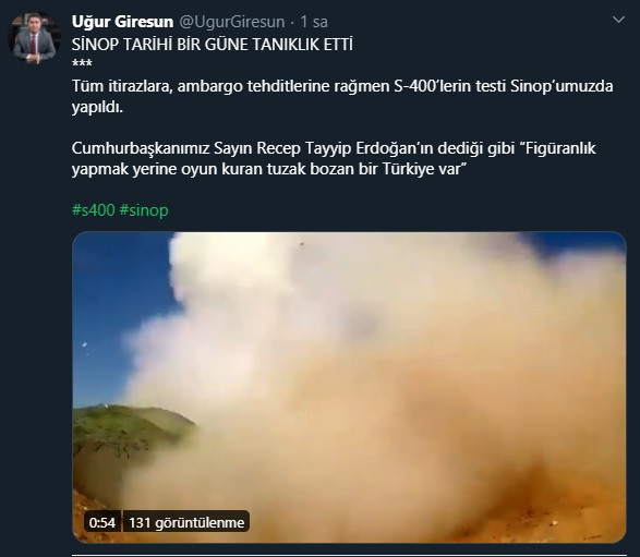 AKP doğruladı: S-400'lerin test atışı Sinop'ta yapıldı - Resim : 1
