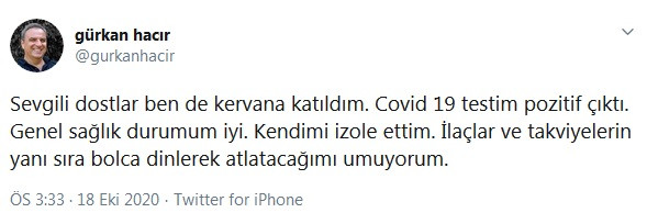 Gazeteci Gürkan Hacır koronavirüse yakalandı - Resim : 1