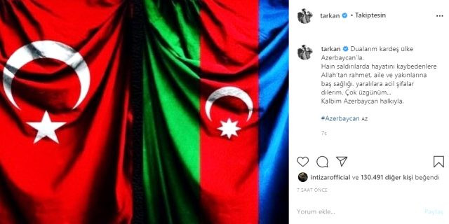 Tarkan'dan Azerbaycan'a taziye mesajı: Kalbim sizinle - Resim : 1