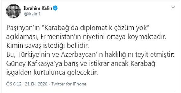 İbrahim Kalın: Güney Kafkasya'ya barış ve istikrar ancak Karabağ işgalden kurtulunca gelecektir - Resim : 1