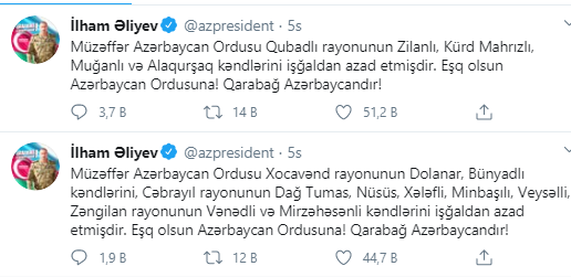 Azerbaycan Cumhurbaşkanı Aliyev: 13 köy daha işgalden kurtarıldı - Resim : 1