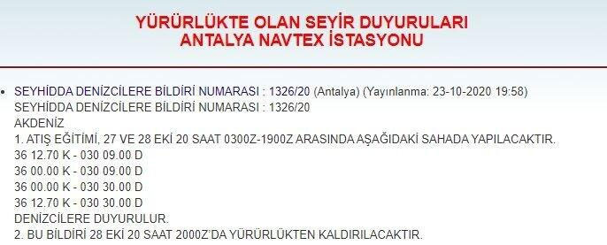 Türkiye'den yeni NAVTEX ilanı - Resim : 1