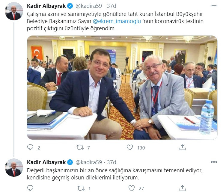 Tekirdağ Büyükşehir Belediye Başkanı Albayrak'tan İmamoğlu'na geçmiş olsun temennisi - Resim : 1
