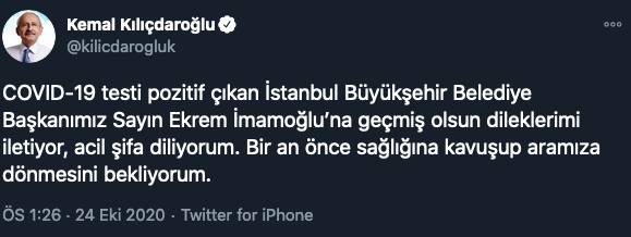Kılıçdaroğlu'ndan koronavirüse yakalanan Ekrem İmamoğlu'na telefon - Resim : 1