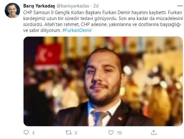 CHP Samsun İl Gençlik Kolları Başkanı Furkan Demir hayatını kaybetti - Resim : 2