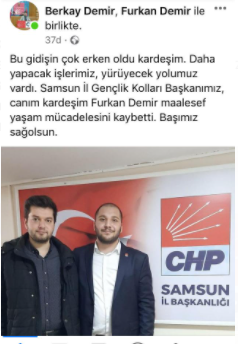 CHP Samsun İl Gençlik Kolları Başkanı Furkan Demir hayatını kaybetti - Resim : 1