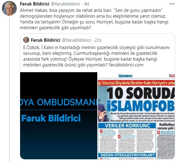 Faruk Bildirici'den Ahmet Hakan'a: Eleştirilerimi yanıtla da tartışalım! - Resim : 1