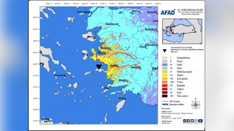 İzmir depreminin tahmini şiddet haritası yayınlandı - Resim : 1