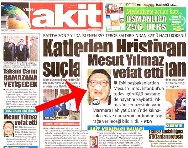 Akit, Mesut Yılmaz'ın vefat haberini burnunun kırıldığı fotoğrafla duyurdu - Resim : 1