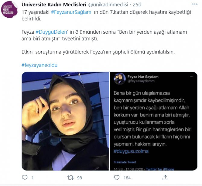 'Ben bir yerden aşağı atlamam Allah korkum var' diyen Feyza Nur Saydam'ın intihar ettiği iddia edildi - Resim : 3