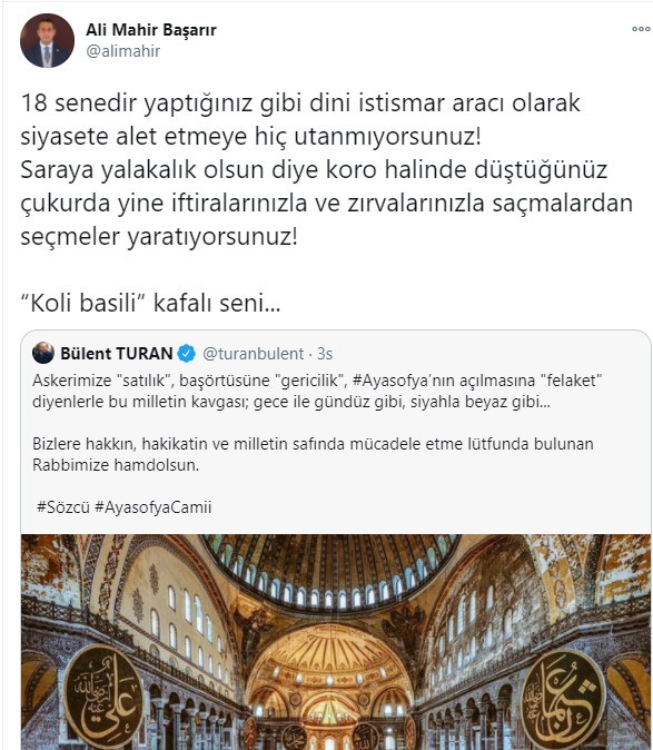CHP'li Başarır'dan AKP'li Turan'a: 'Koli basili' kafalı seni - Resim : 1