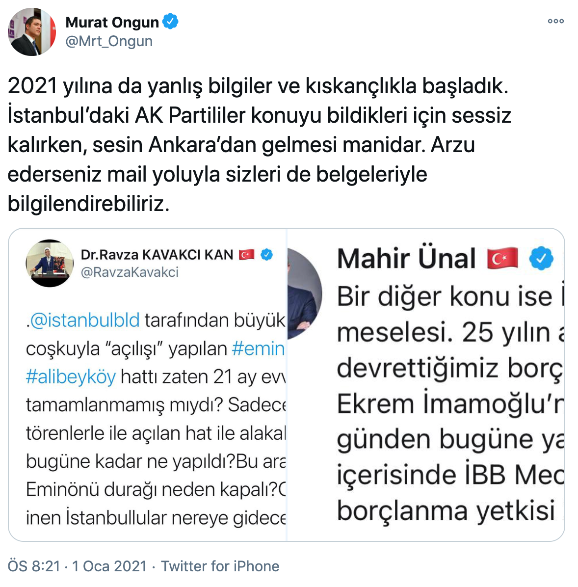 İBB'den AKP'li Mahir Ünal ile Ravza Kavakcı'ya 'borçlanma ve tramvay' yanıtı - Resim : 1