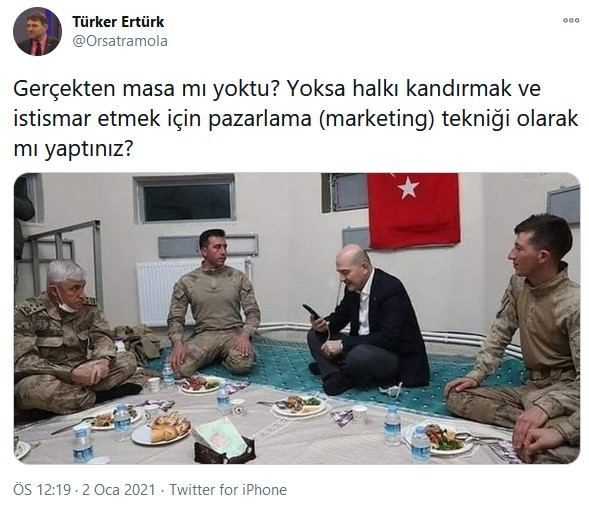 Sosyal medyada günün konusu Süleyman Soylu: Neden masa değil yer sofrası? - Resim : 3