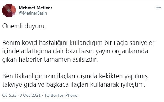 AKP'li Mehmet Metiner, 'Gizliliğini ihlal ettin' diye kızdığı ilaçla iyileştiğini inkar etti - Resim : 1