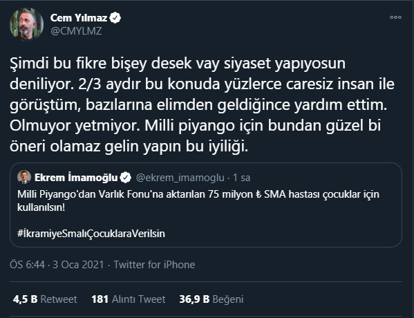 Cem Yılmaz, Ekrem İmamoğlu'nu alıntılayıp seslendi: Gelin yapın bu iyiliği - Resim : 1