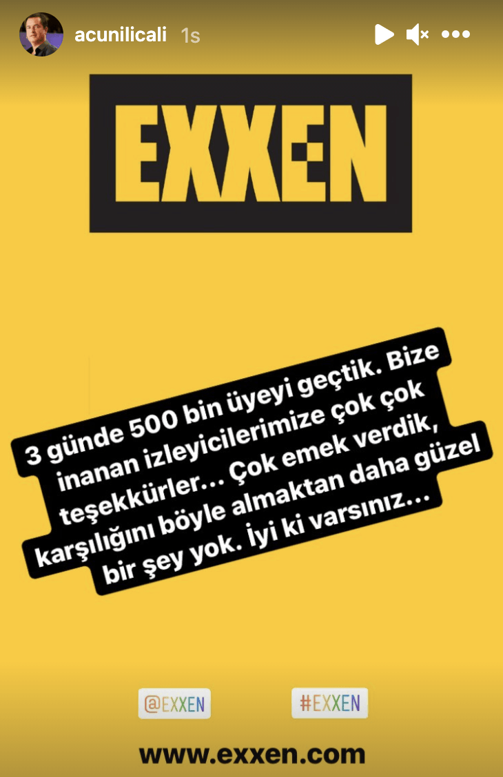 Acun Ilıcalı, Exxen'in 3 günde ulaştığı abone sayısını açıkladı - Resim : 1