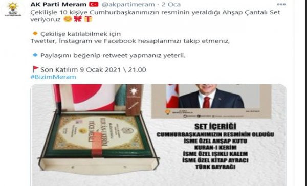 AKP İlçe Başkanlığı'ndan şok kampanya: Çekilişle verilen set tepki çekti! - Resim : 1